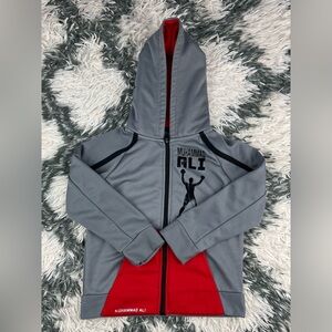 Muhammad Ali Kids Boys Gray Black Red Full Zip Hoodie Size 6